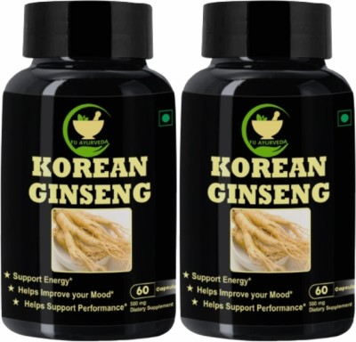 FIJ AYURVEDA Korean Red Ginseng Capsule for Strength, Stamina & Energy – 60 Capsules(2 x 60 Capsules)
