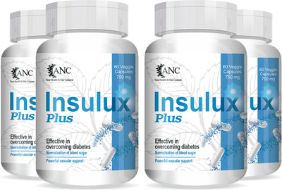 ANC Insulux Plus With Berberine & Milk Thistle for Diabetes Control 750mg Pack of 4(4 x 60 Tablets)