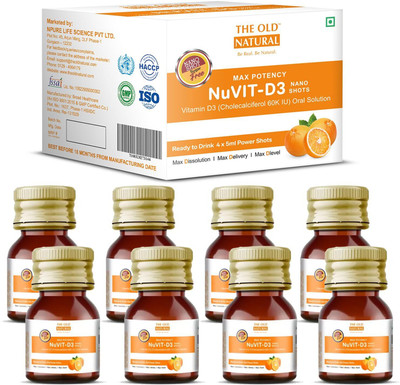 The Old Natural Nuvit D3 Vitamin D3 60000 iu I Cholecalciferol vitamin d3 60000 iu Nano Shots(2 x 20 ml)