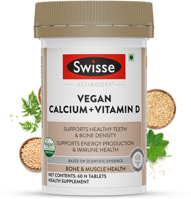 Swisse Ultiboost Vegan Calcium+VitaminD3 Supplements for Immunity, Stronger Bones&Muscles(60 Tablets)