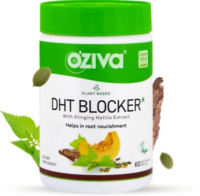 OZiva Plant Based DHT Blocker With Pine Bark for Hairfall Control & Follicle Stimulation(60 Capsules)