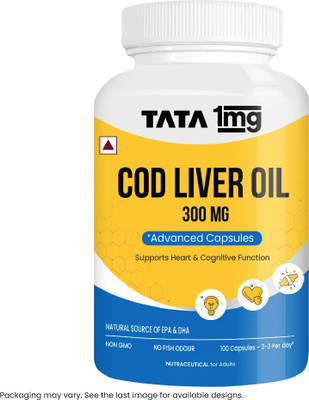 TATA 1mg Cod liver Oil Capsule Help Reduce Joint Pain And Maintain The Immune System(100 Capsules)