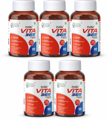 FYTIKA Vita 365, 3 in 1 Multivitamin (Pack of 5 )- 300 Tablets(5 x 60 Tablets)