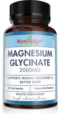 Nature Rich Magnesium Glycinate Capsules 2000mg For Muscle Recovery, Sleep & Nerve Health(60 Tablets)