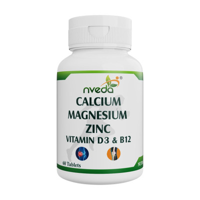 Nveda Calcium 1000mg with Vitamin D3, Magnesium, Zinc & Vitamin B12 For Bone Health(60 No)