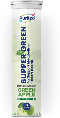 puriteo SUPPER GREEN EFFERVESCENT TABLET�/GREEN APPLE(15 Tablets)