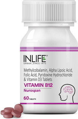 INLIFE Vitamin B12 1500mcg with B1, B5, B6, Alpha Lipoic Acid ALA - 60 Tablets(60 Tablets)