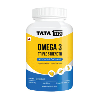 TATA 1mg Triple Strength Omega 3,EPA(560mg) & DHA (400mg) Fish Oil(60 Capsules)