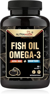nutramagik Omega-3 Fish Oil (EPA 180+ DHA 120mg)(Pack of 1)(60 Capsules)