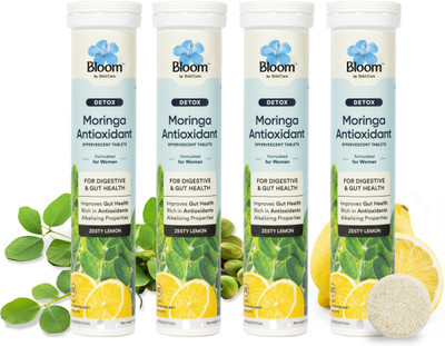 Bloom Moringa Antioxidant Effervescent Tablets (Pack of 4) | For Gut Health & Detox(4 x 20 Tablets)