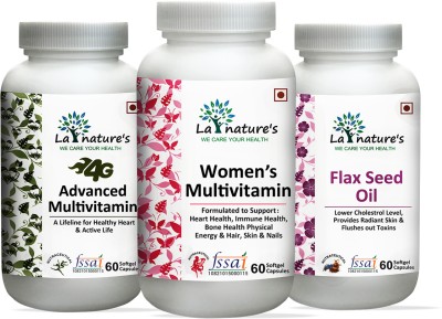 La Natures Multivitamin + Women's Multivitamin + Flaxseed Oil Capsule(3 x 60 Tablets)