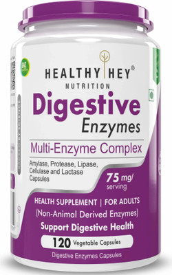 HealthyHey Nutrition Digestive Enzyme - Multi Enzyme Complex - 75mg - 120 Vegetable Capsules(120 No)