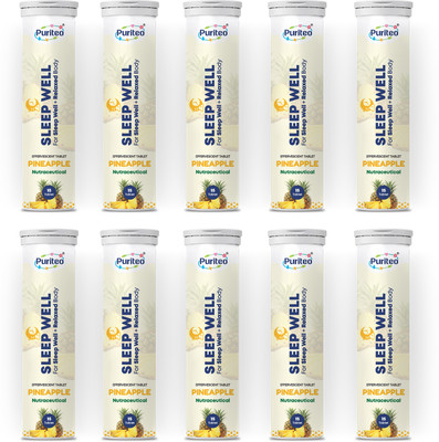 puriteo SLEEP WELL EFFERVESCENT TABLET PINEAPPLE 10(10 x 15 Tablets)