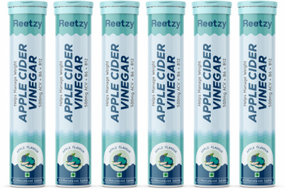 Reetzy Apple Cider Vinegar for Weight Loss with Mother -90 Effervescent Tablets Vinegar(6 x 15 No)