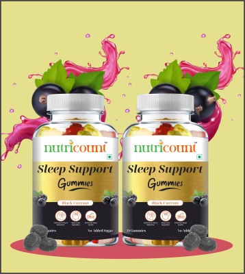 NUTRICOUNT Sleep Support Melatonin Ashwagandha, Chamomile extract & L-Theanine 60 Gummies(2 x 30 No)