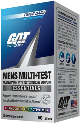 GAT SPORT Mens Multi+Test Multivitamin With Testosterone Support(60 Tablets)