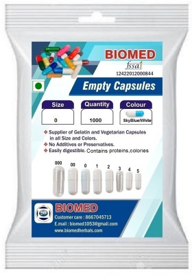 biomed Pharma raw materials size 0 SkyBlue / White Empty capsules(1000 No)