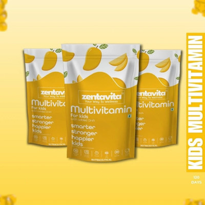 Zentavita Multivitamin Gummies for Kids with added DHA | No Added Sugar(3 x 30 No)
