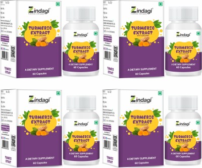 Zindagi Turmeric Extract Capsules With Curcumin|Maintain Healthy Joints|(4 x 60 Tablets)