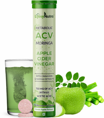 Lifesy Nutra Apple Cider Vinegar Moringa Effervescent Tablet, ACV Moringa To Control Cravings(15 Tablets)