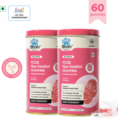 Bloom PCOS Myo-Inositol Gummies (Pack of 2) | For PCOS & Hormonal Imbalance(2 x 30 Capsules)