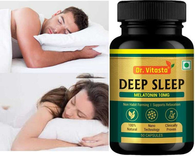 Dr.Vitasta Deep sleep ayurvedic sleeping pills with Melatonin,Improve Sleep quality(50 Capsules)