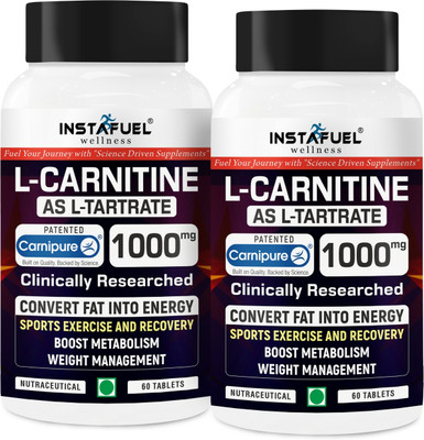INSTAFUEL Carnipure® L-Carnitine 1000mg - Promotes Fat Loss, Energy & Muscle Recovery(2 x 60 Tablets)