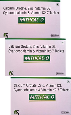 Nusmith Mithcal-O Calcium 500mg , Zinc, Vitamin D3, Vitamin B12 & Vitamin K2-7 Tablets(3 x 10 Tablets)