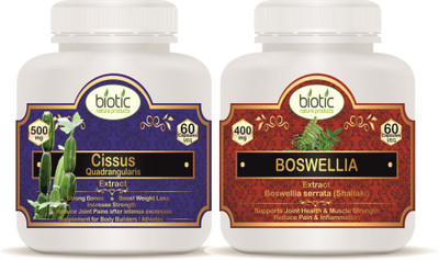 biotic Cissus quadrangularis Capsules & Boswellia Serrata Capsules- 120 Veg Caps(2 x 60 Capsules)