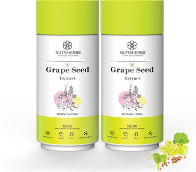 Nutriherbs Grape Seed Extract Capsules | for Healthy Skin , Digestion & Cholesterol Level(2 x 90 Capsules)
