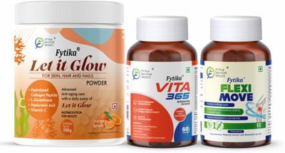 FYTIKA Let it Glow Orange Splash-200G + Vita 365-60 Tabs + Flexi Move-60 Tabs(3 x 66.67 g)