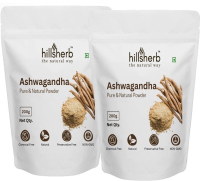 hillsherb Ashwagandha Root Powder(200 Grams)| Helps fight anxiety and stress |Non-GMO(2 x 200 g)