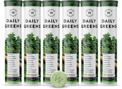 Wellbeing Nutrition Daily Greens with Organic Plant Superfood, Wholefood Multivitamin - Pack of 6(6 x 15 Tablets)