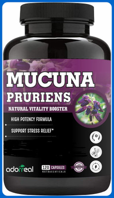 Adorreal Herbal Supplement: Mucuna Pruriens Kapikachhu Extract Supplements Dopamine Boos(120 Capsules)