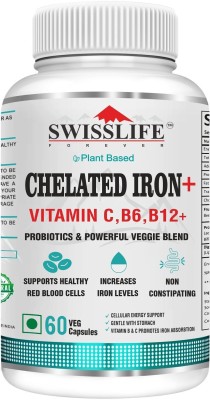SWISSLIFE FOREVER Chelated Iron Folic acid with Vit.C,Chelated Iron Capsule with probiotics(60 Capsules)