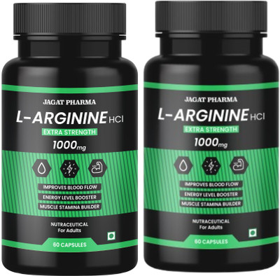 jagat Pharma L-Arginine 1000 mg Capsules with Chromium Picolinate Pack of 2(2 x 60 Capsules)
