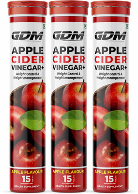 gdm nutraceuticals llp APPLE CIDER VINEGAR EFFERVESCENT 45 TABLETS FOR WEIGHT MANAGEMENT, APPLE FLAVOUR(3 x 15 Tablets)
