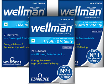 wellman - Comprehensive Multivitamin for Men | 21 Essential Nutrients(3 x 30 Tablets)