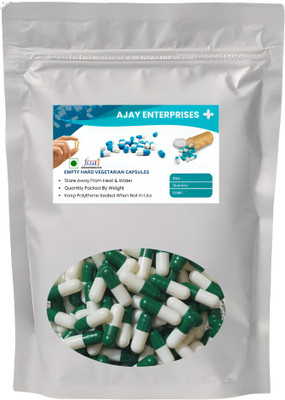 Ajay Enterprises Empty Vegetarian Capsules Pharma Raw Materials (White Green(Size 0) 1000 Piece)(1000 Capsules)