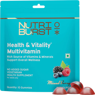 Nutriburst Health & Vitality Gummies with Multi Vitamins A, B, C, D, E & Biotin(10 No)