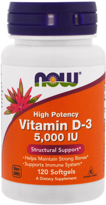 Now Foods Vitamin D-3 High Potency 5000 IU 120 Softgels(120 No)