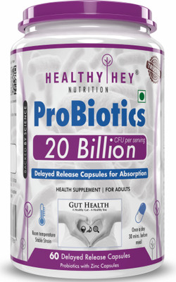 HealthyHey Nutrition Probiotic 20 Billion Cfu Supplement with Delayed-Release 60 Vegetable Capsules(60 No)