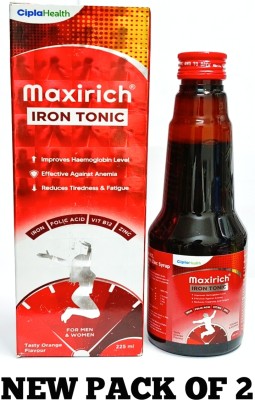 Maxirich Iron, vitamin B12, folic acid with zinc syrup pack of 2(2 x 225 ml)