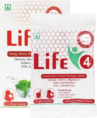 LIFE STYLE STUDIO Life 4 Sachet Dexteode | Vitamin C | Magnesium Cranberry Flavor pack of 30(10 x 30 g)