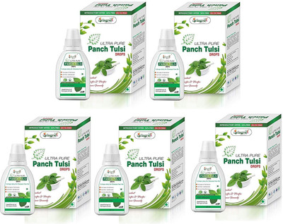Vringra Panch Tulsi Drops - Tulsi Drops - Tulsi Ark - Tulsi Liquid (Pack Of 5)(5 x 6 ml)