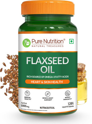 Pure Nutrition Flaxseed Oil |Enhance Heart and Health(120 Capsules)