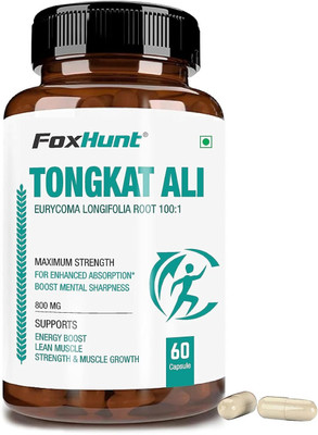 FOX HUNT Tongkat Ali Root Extract Capsule For Men Extra Energy Strength Supplement-800 mg(60 Capsules)