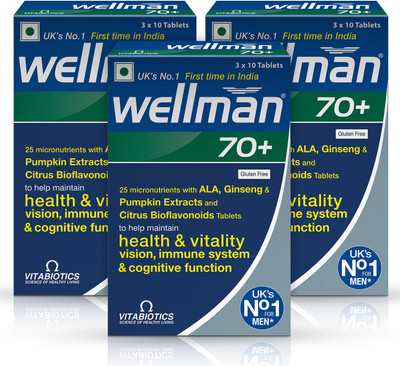 wellman Comprehensive Support for Men 70 and Over|30 Specialized Nutrients ( Pack of 3 )(3 x 30 Tablets)