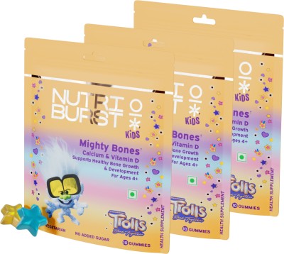 Nutriburst Trolls Mighty Bones Gummies for Kids Aged 4+(3 x 10 No)