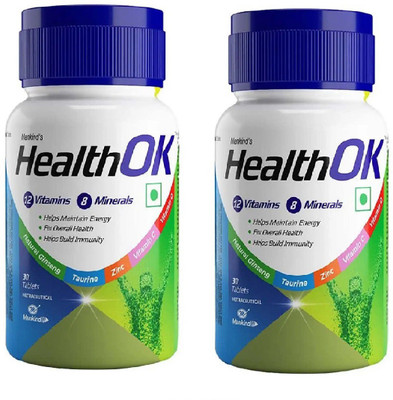 Health Ok Multi Vitamina & Minerals Tablets for Overall Health (30 X 2)(2 x 30 Tablets)